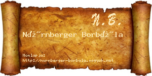 Nürnberger Borbála névjegykártya