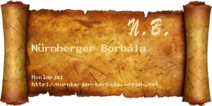 Nürnberger Borbála névjegykártya